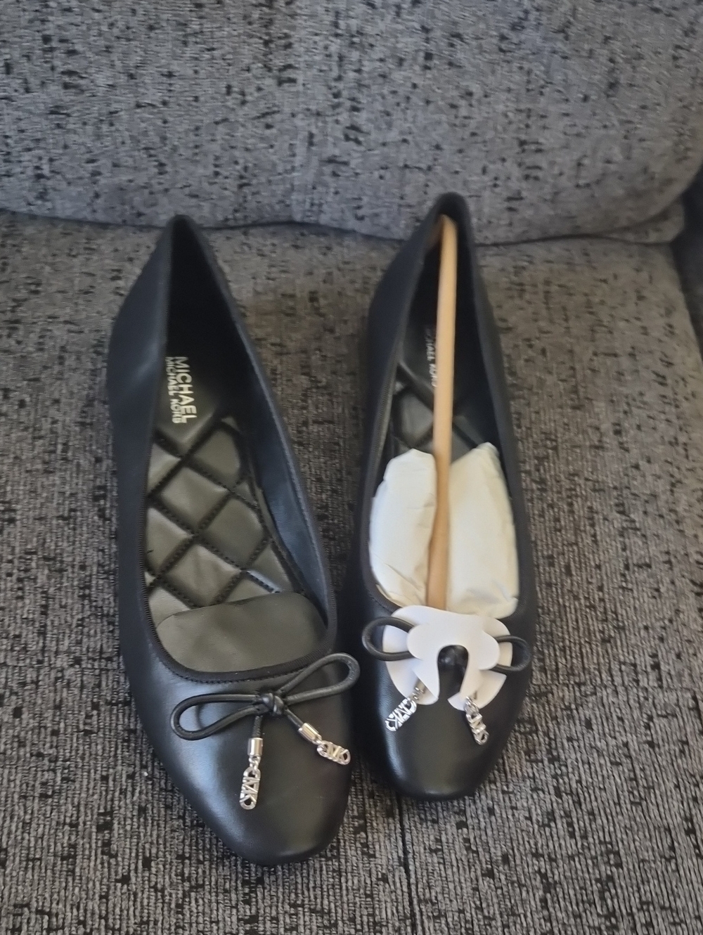 Michael Kors Black Leather Bow Ballet Flats